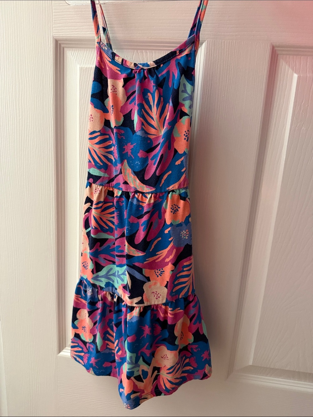 Cat & Jack Blue Floral Tiered Sundress with Pink & Coral Accents